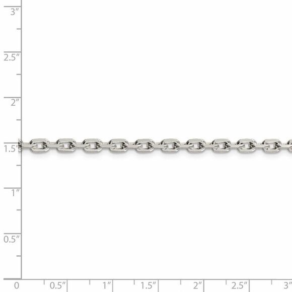 4mm Sterling Silver Solid Beveled Oval Cable Chain Necklace, 24 Inch - Picture 5 of 8